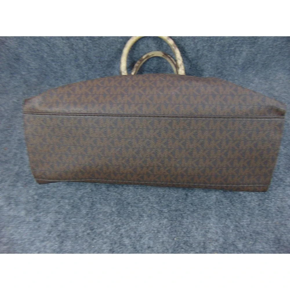 Michael‎ Kors Sheila Satchel Brown Monogram Snakeskin Trim 30F0GHUS3B Large